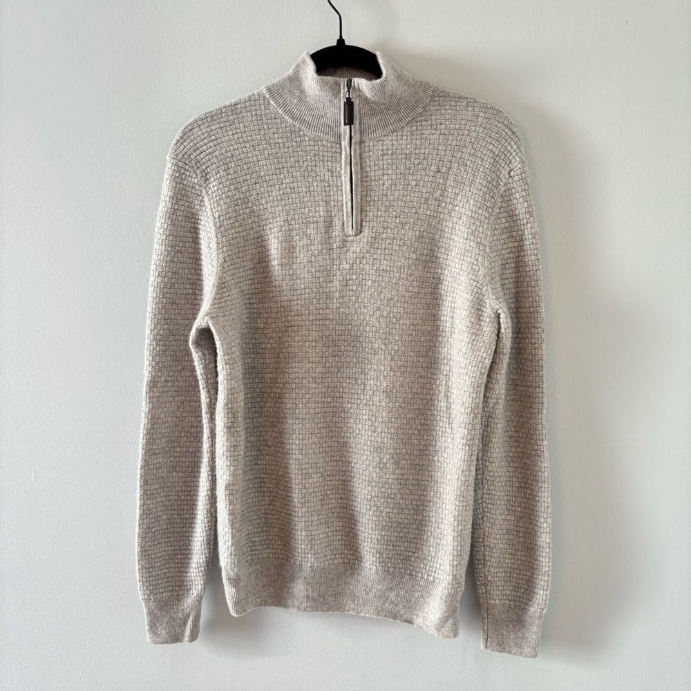 Christian Lacroix Men’s 2-Ply Cashmere Pullover Half Zip Sweater 1/2 Zip Grey